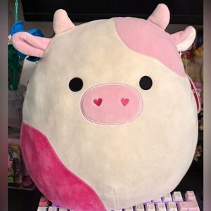 Caedyn the Pink Cow Heart Nostrils 12" Valentines Squishmallow Stuffed Plush Toy